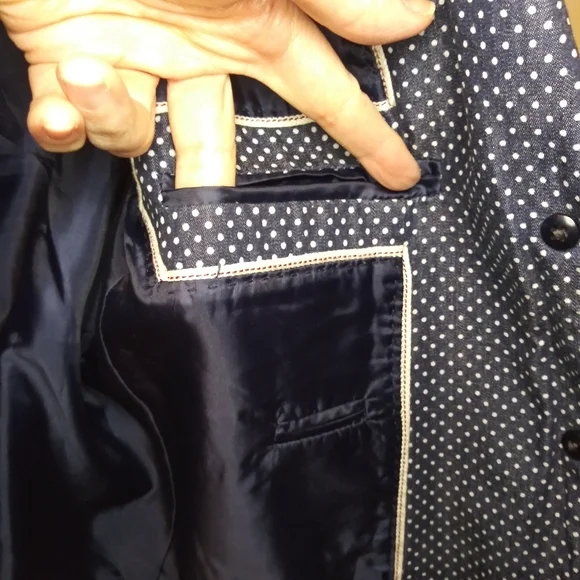J. Crew Indigo Denim & White Polka Dot Schoolboy Blazer, Style# 40203 - Picture 11 of 16